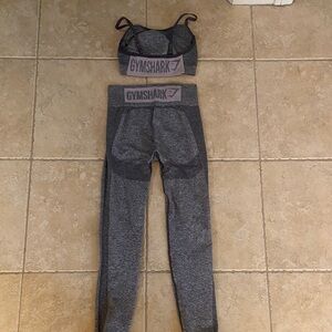 Gymshark Charcoal Sports Bra and Leggings Set size medium